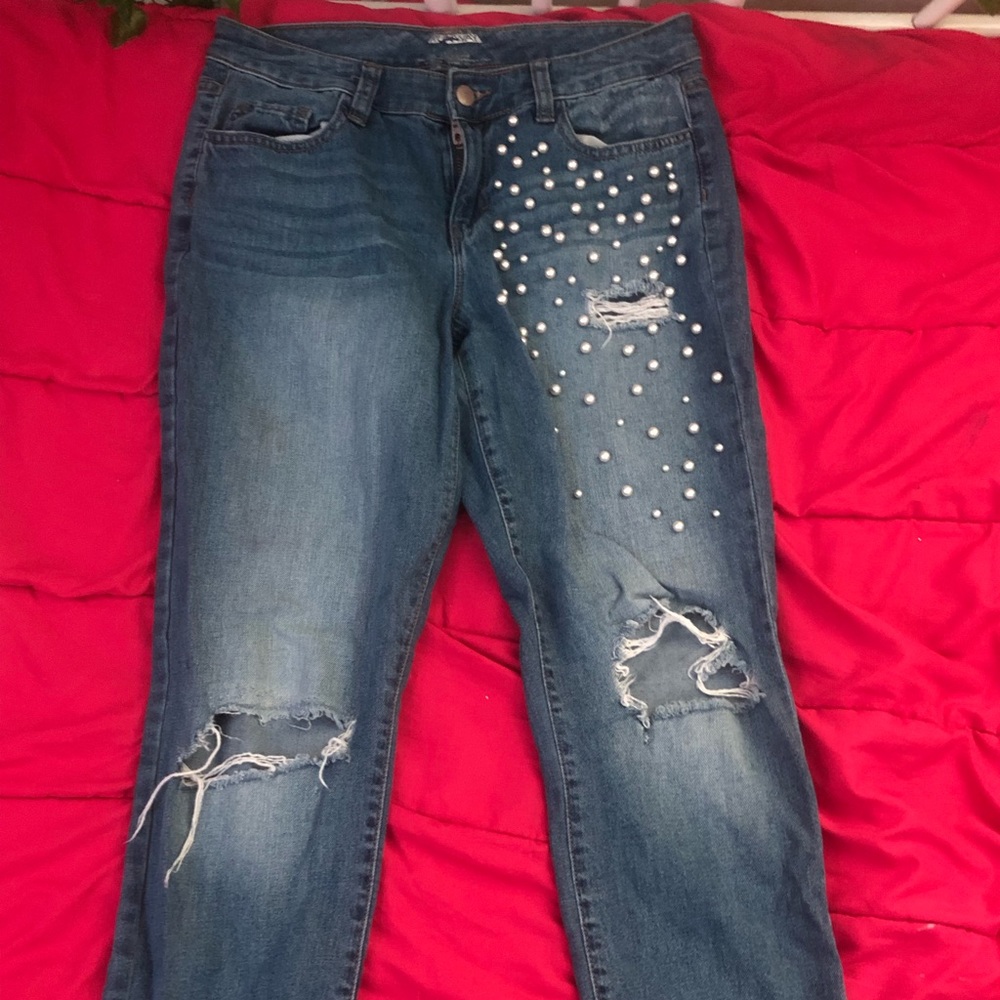 Half Plain Half Gems Jeans